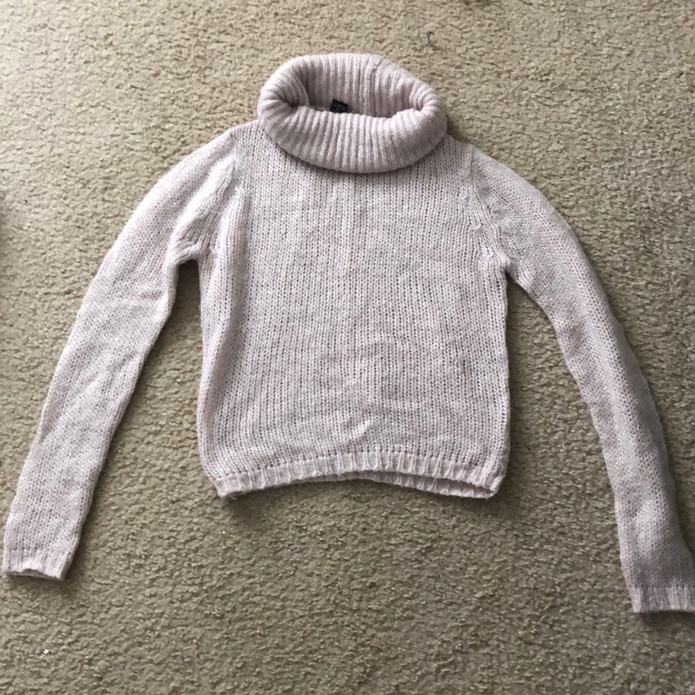 Comfortable pink turtleneck sweater